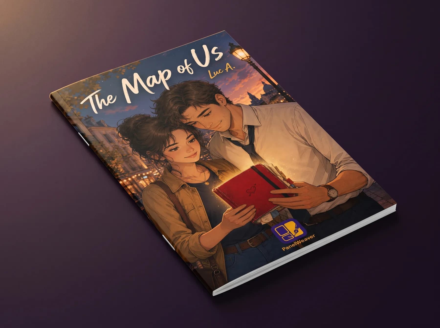 Product visualization of "The Map of Us" as a saddle-stitched printed comic book